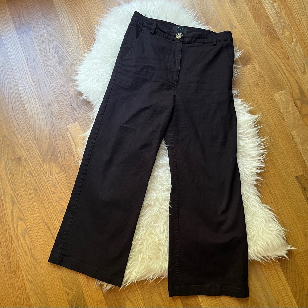 Able | Aarti Wide Leg Cropped Black Pants, Size 8, Wide Leg Ankle Pants